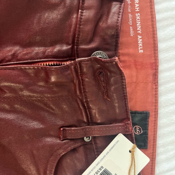 AG Farrah skinny ankle leatherette LT Dark sangria. NWT. - Picture 6 of 7